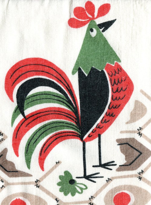 rooster from a vintage tablecloth