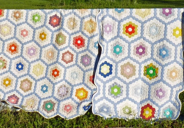 Grandmother's Flower Garden quilts