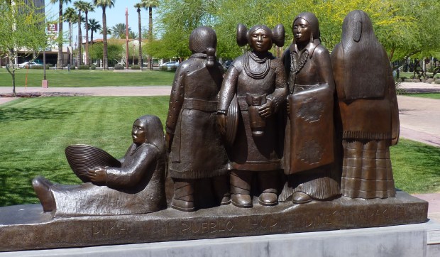 Native American women with traditional crafts