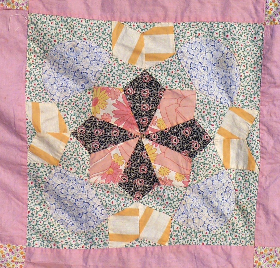 pink quilt top detail