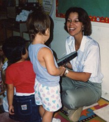 preschool teacher and child