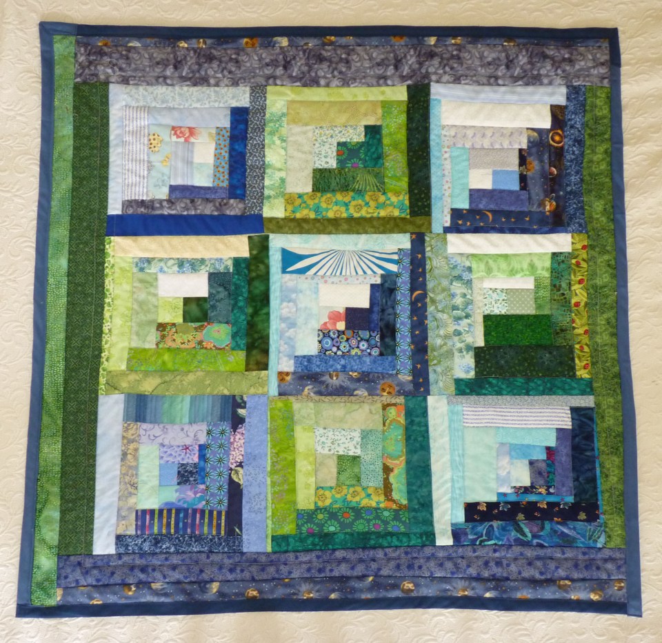 finished blue lap quilt