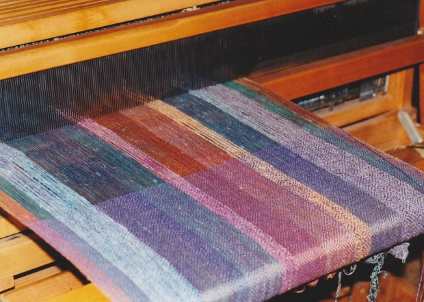 painted warp on loom