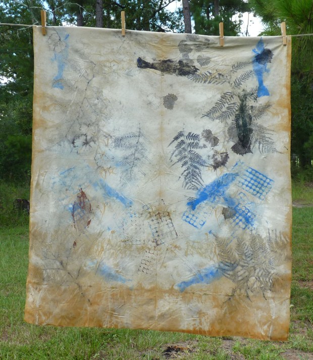 silk with leaf prints