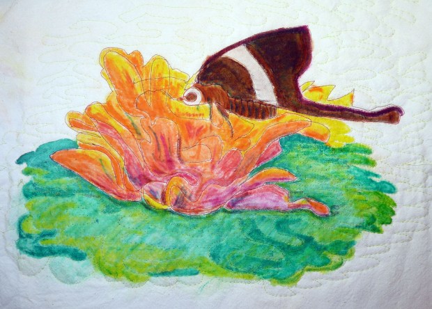 The next day, I reworked the colors, dipping the pencils in water.