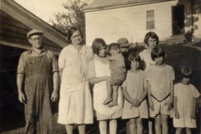 family in flour sack clothing