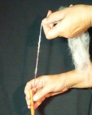 attaching wool to leader