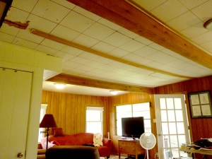 This is the original ceiling - acoustic tile that had sagged over the years.