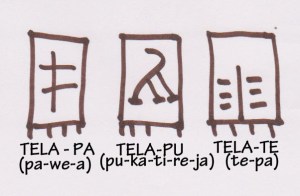 Linear B cloth signs, based on Brendan Burke