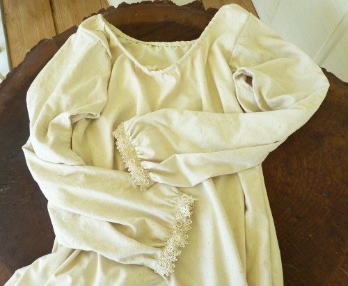 Wench's shift from vintage raw silk and lace.
