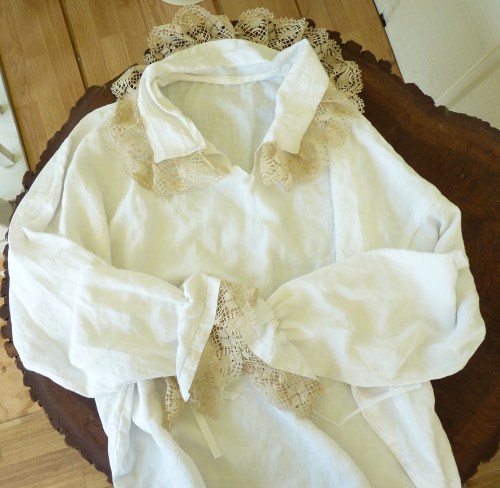 Pirate shirt from vintage linen and lace.