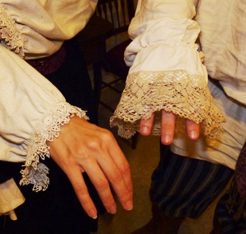 Detail of the lace around the cuffs.