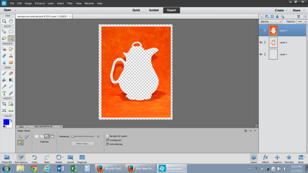 The background layer once the object has been cut out. 