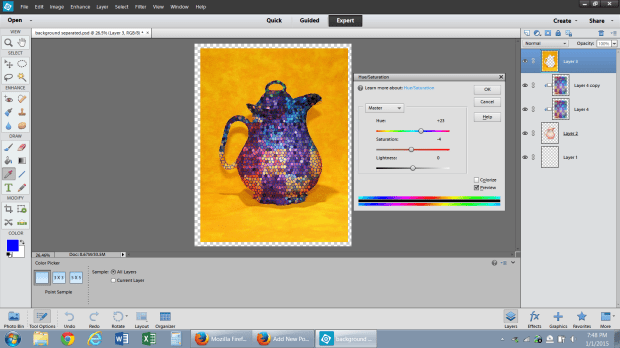 The slider adjusts your existing color, it doesn't match the color in the display bar.
