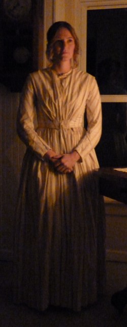 1800s cotton dress by candlelight.