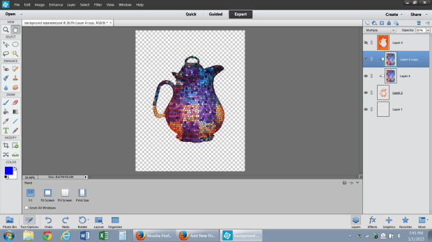The stained glass filter applied to the double-woven fabric layer.