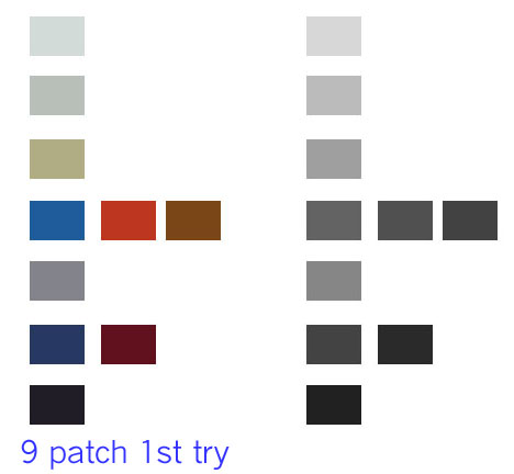First try to arrange the colors by value. The B/W side shows that some of the brighter colors are actually darker than I thought.