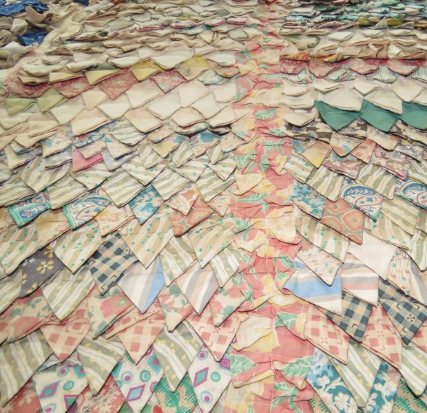 The folded squares give a pineapple texture.