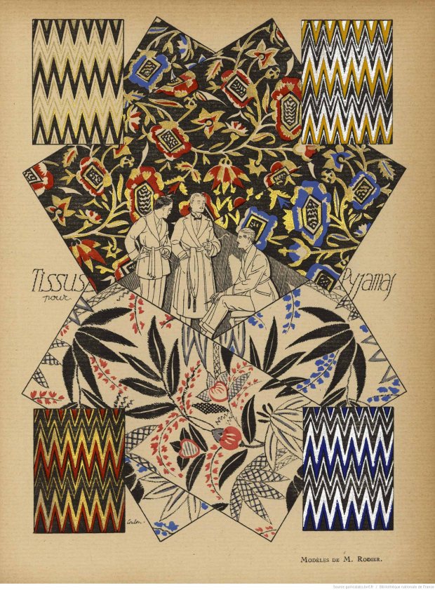 Pyjama fabrics from Monsieur magazine, 1921.