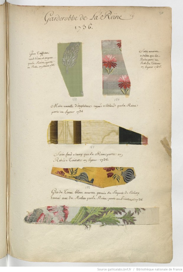 From the royal wardrobe.  The bottom sample is a design of bunches of celery!