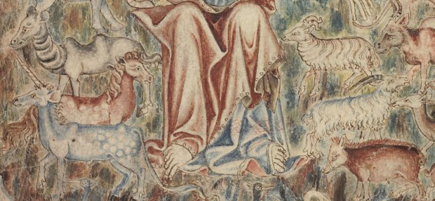 Detail showing sheep - also a hog, camel, and unicorn!