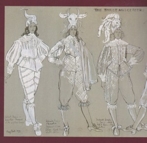 From The Three Musketeers, 1973. Costumes designed by Yvonne Blake, illustrated by May Routh.