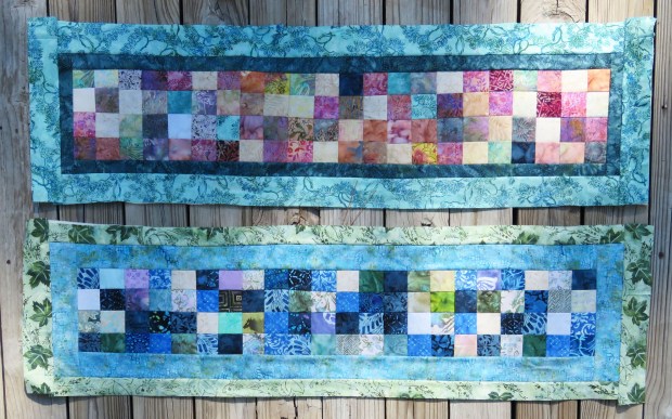 The two sides of the table runner before being joined together.