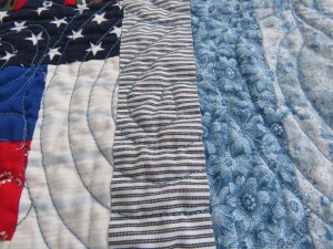 I used Mettler 40 weight cotton on top and Fil-tec Clear-Quilt 50 weight cotton in the bobbin.