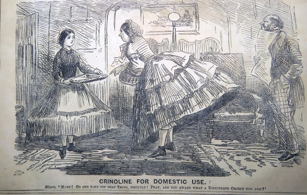 Captioned Missus. "Mary! Go and take off that thing, directly! Pray, are you aware what a ridiculous object you are?"