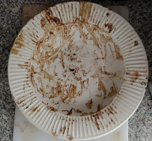 Persimmon residue put through the dishwasher.