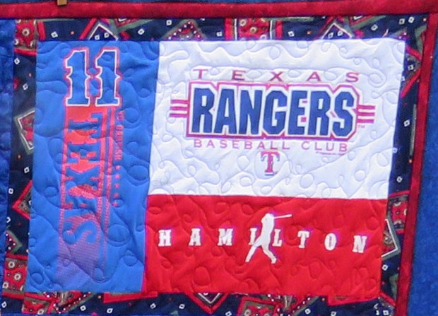 Three small T-shirt sections became one flag.