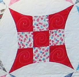 One block, showing the machine stitching.