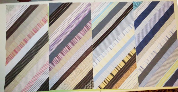 String blocks, mostly men's shirt fabric.