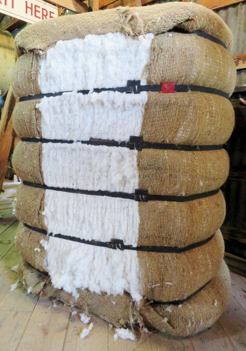 This cotton bale was baled at the 2015 Cotton Gin Festival.