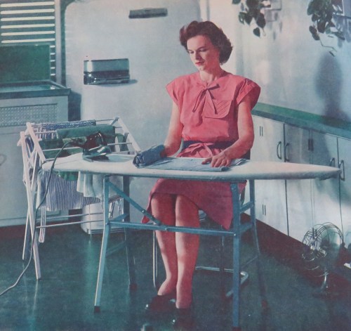 "You Can Enjoy Ironing" article. Although it really doesn't look like she is.
