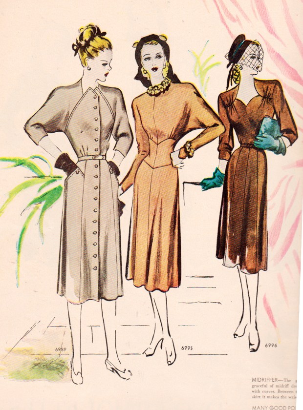 Dior's "New Look" appeared in Feb. 1947. These McCall patterns were titled "A new and different look", published in Aug. 1947.