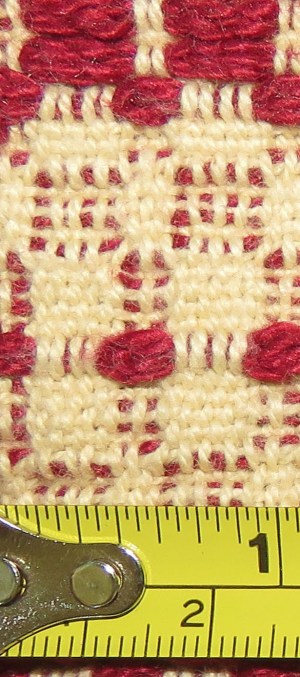 Mine - about 30 ends per inch, with a warp of 8/2 unmercerized cotton.