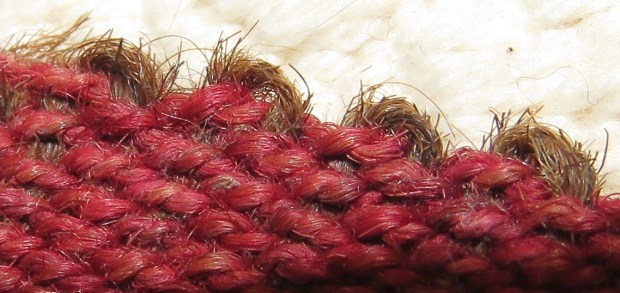 Close-up of warp and weft.