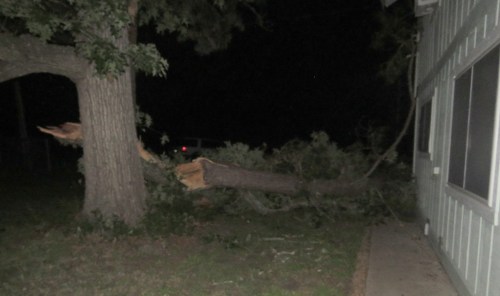 First glimpse at night. We didn't go out in case there were live wires.