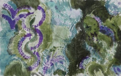 Photo of the fabric with the colors desaturated, and then the hues shifted.