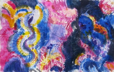 Cotton/linen blend painted with Jacquard textile paints.