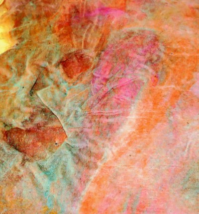 A close-up of puckers, wrinkles, and craters.