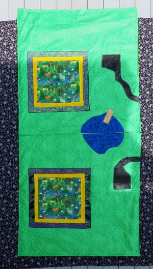 The two country sides, with pond, parking lot, and zoo. Lots of open space for toy animals, etc.