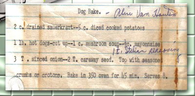 This recipe never fails to cheer me up. Just reading it, I mean, I have never tasted it and never intend to.