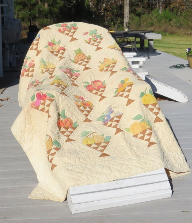 Draped artistically across an Adirondack chair.