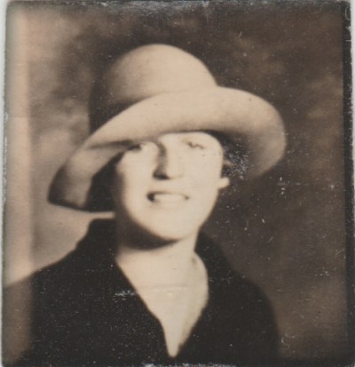 old photo of a woman in a big hat