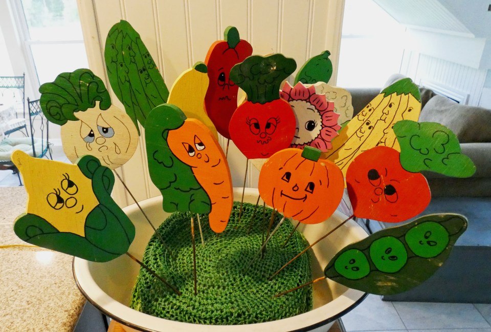 arrangement of garden markers