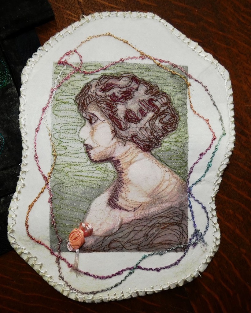 Thread sketched portrait from a vintage photo.