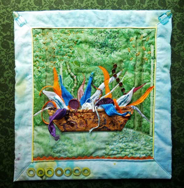 art quilt representation of Chihuly's Fiori Boat