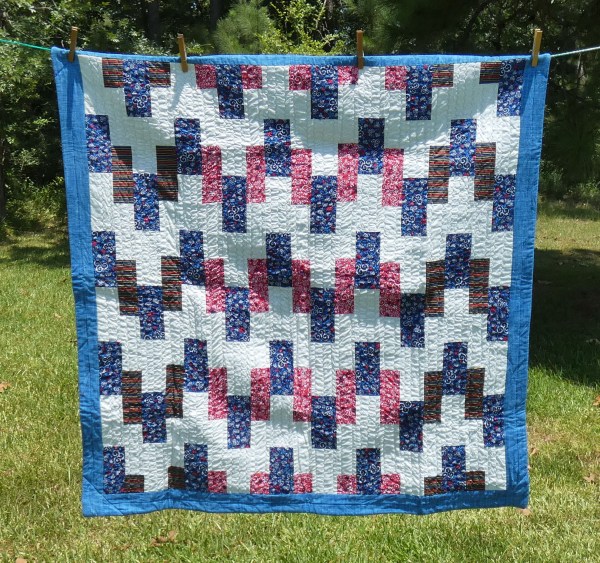 lap quilt in red, white, blue